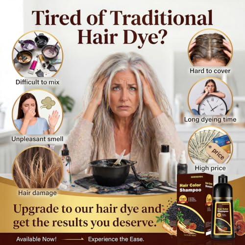 Deep Wine Red Hair Dye Shampoo 3-in-1 for Gray Hair - Long-Lasting Natural Color, 16.9 Fl Oz