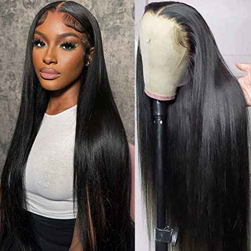 Straight Human Hair Wigs for Black Women Lace Front Wigs Pre Plucked Glueless 13x6 HD Lace Front Wigs Human Hair 180% Density Straight Frontal Wigs Human Hair 32 Inch