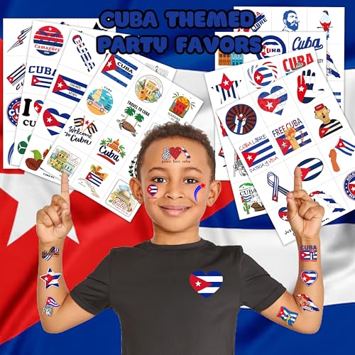 96 Cuban Flag Temporary Tattoos - Party Favors & Decor