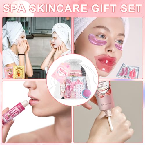 144 PCS Spa Party Supplies for Girls and Women, Favors Include Face Masks Skincare, Hand Cream, Lip Balm, Eye Mask, Lip Mask, Foot Bath Bombs, Hair Tinsel, Spa Birthday Sleepover Party Supplies