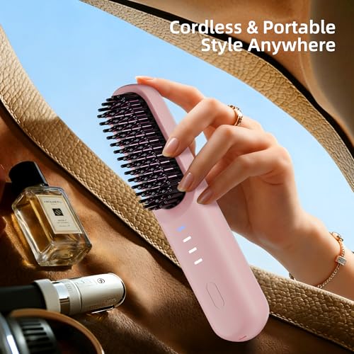 Cordless Hair Straightener Brush with Ionic Technology