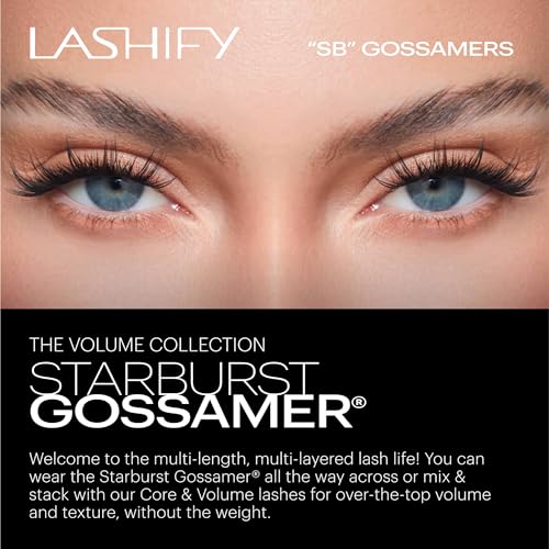 Lashify Star Burst 12mm Gossamer DIY Eyelash Extensions Refill, The Ultimate Multi-Length Multi Layered Lash, Black, Easy False Lashes