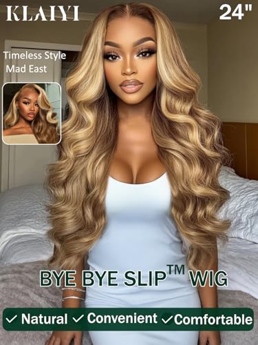 KLAIYI 13x4 Honey Blonde Body Wave Glueless Lace Front Wig 18"