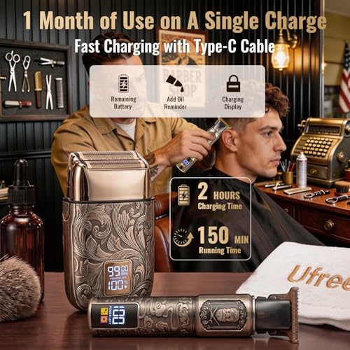 Ufree Men's Electric Trimmer & Foil Shaver Set – Rechargeable Beard & Body Grooming Kit