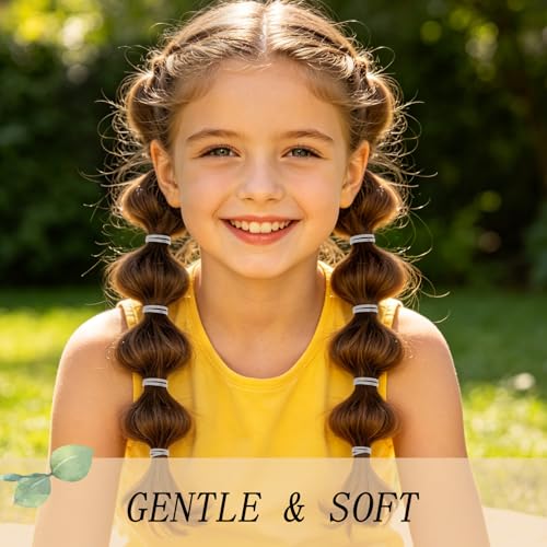 KANPRINCESS 1000pcs Mini Clear Rubber Hair Bands for Kids