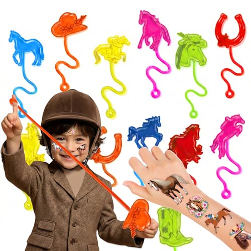 48 PC Horse Party Favors Set - Stick Hands & Tattoos
