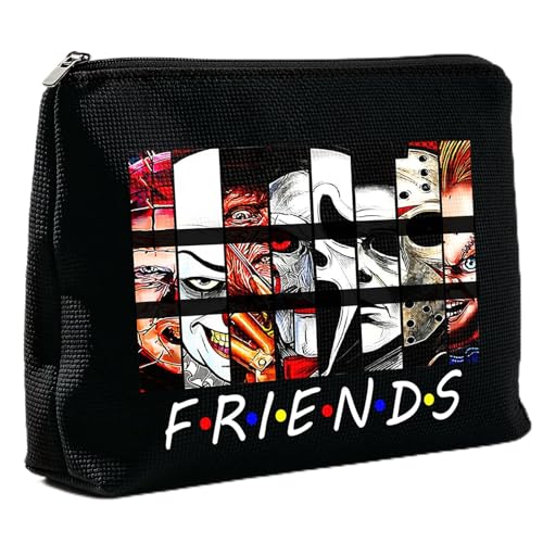 Retro Friends Makeup Bag – Horror Movie Themed Cosmetic Pouch, Large 17x11