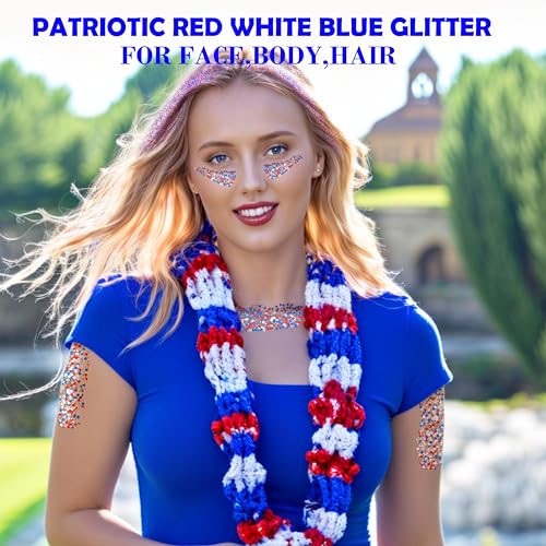 4 Jar Patriotic Face Glitter Set - Red White Blue 4th of July