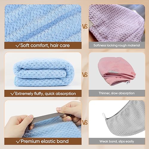 HOMEXCEL Microfiber Hair Towels, 40x20 in, 5-Pack
