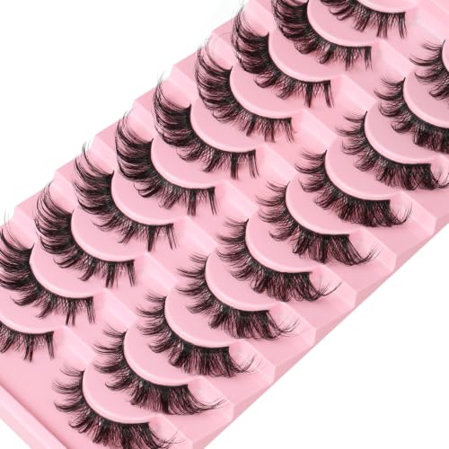 Fox Eye D Curl False Eyelashes Strip Lashes 10 Pairs