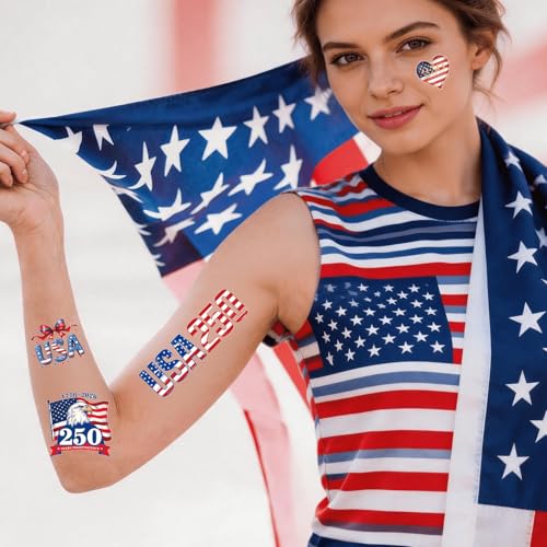 4th of July Temporary Tattoos - 250 Waterproof Designs