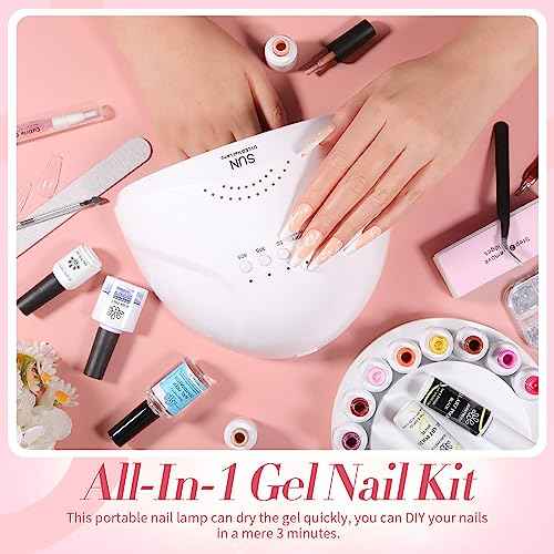 BORN PRETTY 77PCS Gel Nail Polish Starter Kit With U V/LED kit for Beginners 48W 32Colors Nude Pink Cat Magnetic Eyes Glitter Set Reflective Base Top Coat Liner Art Manicure Ideal Gifts