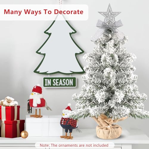 Liguanow 2Ft Snow Flocked Artificial Christmas Tree Holiday White Xmas Tree for Home Office Party Shop Indoor Outdoor Decoration Full Christmas Tree with 58 Branch Snow Tips and Metal Foldable Stand