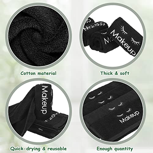 Shimeyao 13x13 Inch Black Makeup Towels Bulk Reusable Makeup Washcloths for Face Facial Remover Washcloths Absorbent Cotton Towel for Salon Spa Women Skin Care(12 Pcs,Classic)