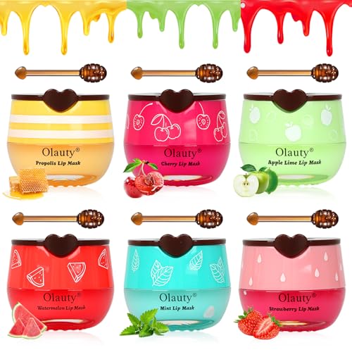 6PCS Honey Pot Bee Lip Balm Set - Moisturizing Lip Masks with Fruit Flavors
