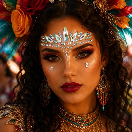 Mermaid Face Jewels Rhinestone Stickers - 6 Sets