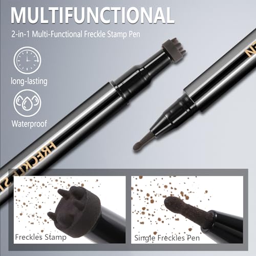 HOSAILY Light Brown Freckle Stamp Pen & Marker Set Waterproof Natural Fake Freckles