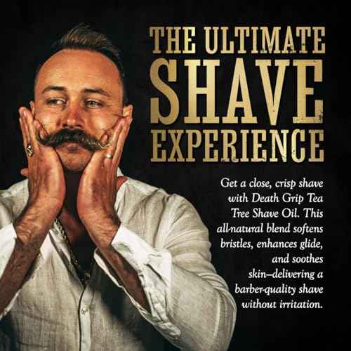 Shave Oil Tea Tree Pre-shave Soften Bristles | For All Natural Razor Glide | Preshave During & AfterShave To Soothe & Soften Skin & Facial Hair by Death Grip | 3oz Bottle | Made In The USA