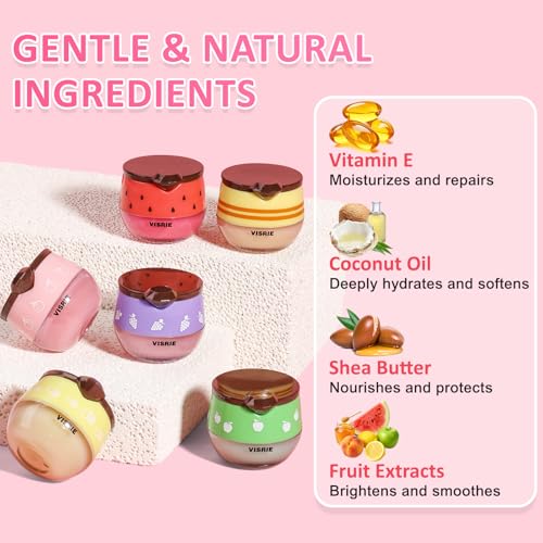 6 PCS Bee Lip Balm Lip Mask Honey Pot, Valentines Day Gifts, Moisturizing Lip Sleeping Mask for Dry Chapped Lips with Propolis, Honey Balm Lip Balm with Stick