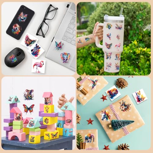 102 PCS Individually Wrapped Watercolor Animals Temporary Tattoo - Animals Temporary for Girls Boys Body Arm Shoulder Tattoos Stickers, Rewards Prizes & Party Supplies Gifts