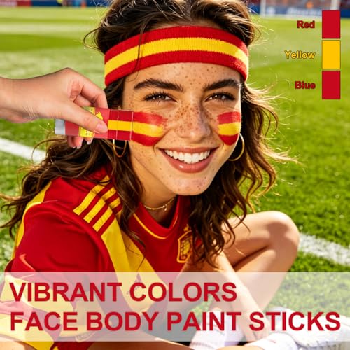 WEEMAY Spain Flag 3-in-1 Face Paint Stick - Sweatproof Sports Body Paint