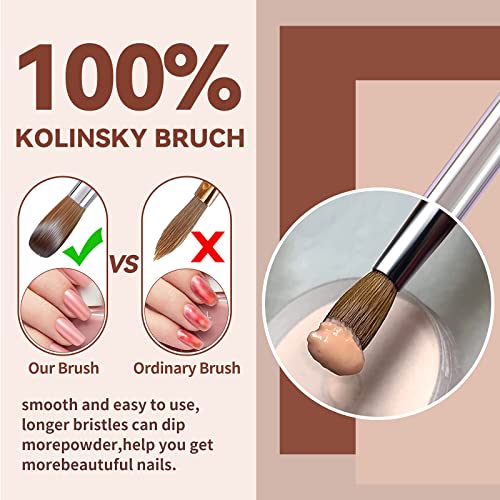 100% Kolinsky Acrylic Brush Size 22 - Wood Handle for Nail Application, Extension - Professional Manicure Salon and DIY at Home Tool (#22)