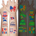 4th of July Glow Tattoos 106 PCS, Patriotic Temporary Tattoos