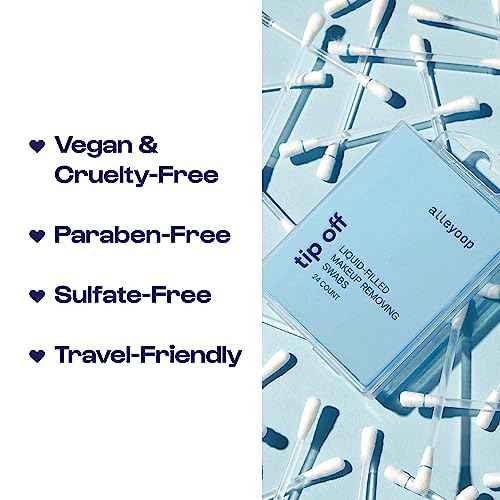 Alleyoop Cotton Swabs for Makeup, Tip Off Liquid-Filled Makeup Removing Swabs (24 Count, 3 Pack) - Easy-To-Use & Space Saving Makeup Remover - Disposable Cotton Tips for Eye, Lip, Eyebrow, & Eyeshadow