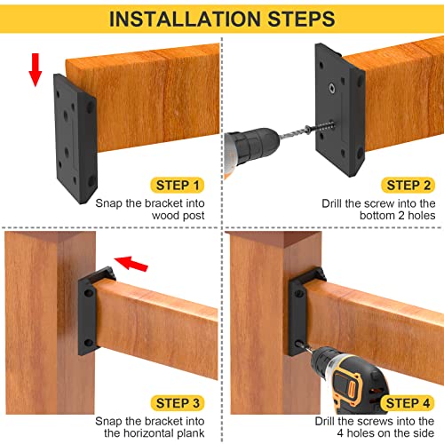 Goovilla 20 PCS Deck Railing Bracket Connectors for 2x4 Wood Posts