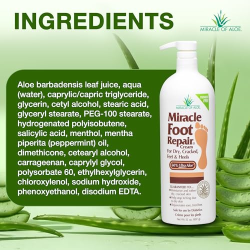 Miracle Foot Repair Cream, 32 oz - Aloe for Cracked Heels