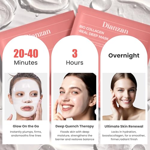 Bio-Collagen Deep Hydrating & Firming Face Mask for Glowing Skin 4 Pack