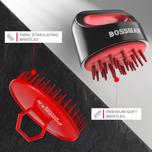 Bossman 3-Inch Scalp Massager & Shampoo Brush for Hair and Beard