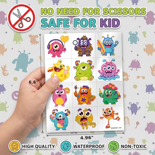 96 Monster Temporary Tattoos for Kids - Cute Designs