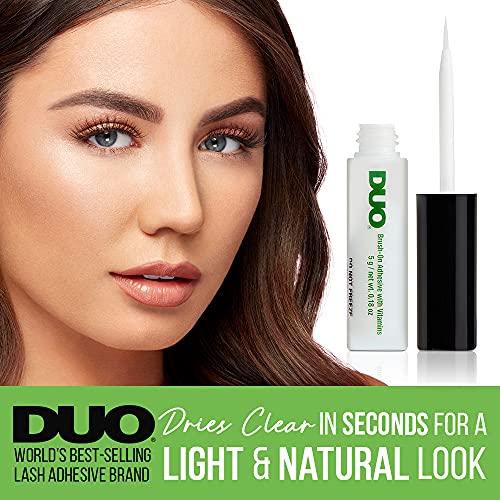 DUO Brush-On Clear Lash Glue ?Waterproof Strip Lash Adhesive with Vitamins A, C & E, Long Lasting Eyelash Glue, 0.18 oz, 2 Pack