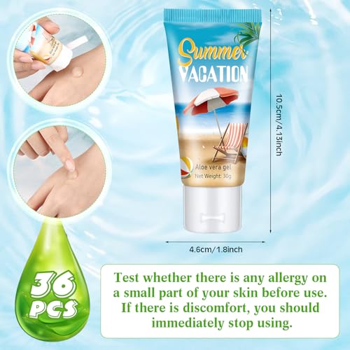 36 Pcs Mini Aloe Vera Gel Bulk for Summer Vacation Party 1oz Travel Size Soothing Moisture Aloe Gel Bulk for Thank You Gifts Summer Party Supplies