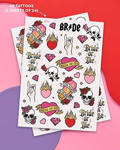xo, Fetti Bride or Die Temporary Tattoos - 48 Gold Foil Designs