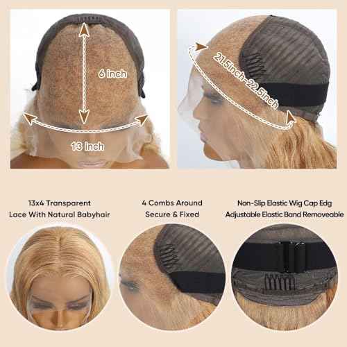 Honey Blonde Lace Front Wigs Human Hair 27# Colored Human Hair Lace Front Wigs 13x6 Body Wave Lace Front Wigs Human Hair 180 Density Glueless Honey Blonde Wig Human Hai r Pre Plucked 22 Inch