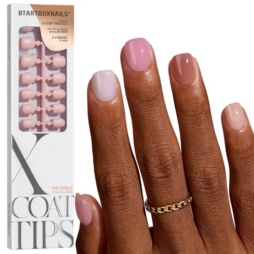 BTArtboxNails Ultra Short Squoval Nude Fake Nails 160 Pcs Press On
