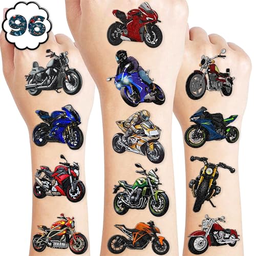 96 Motorcycle Temporary Tattoos - Dirt Bike Party Favors