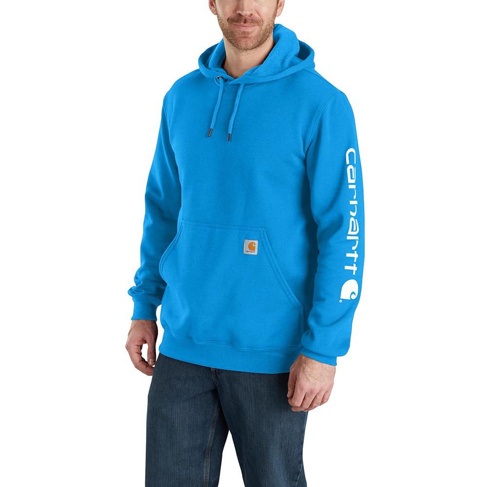 Carhartt Men's Loose Fit Midweight Logo Sleeve Graphic Sweatshirt, Blue Glow