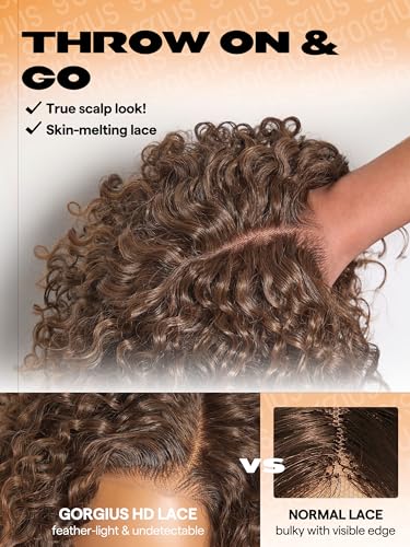 GORGIUS 12-Inch Shaggy Curly Wave Bob Wig - Glueless HD Lace