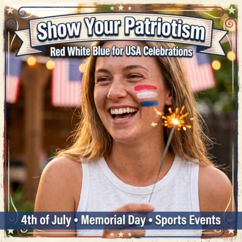 Red White Blue Face Paint Sticks for Sports - 3PC Set