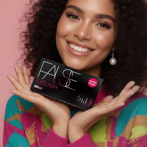 Eliace 50 Pairs Wispy False Eyelashes 14mm Cat Eye Faux Mink