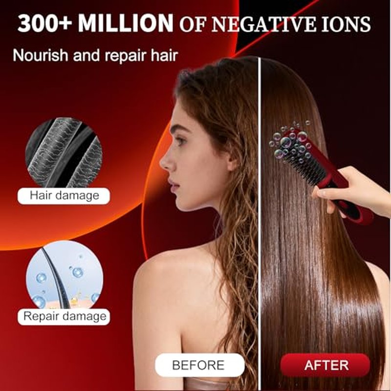 KNISUZ Go Brush Pro Mini Straightener Brush for Short Hair, Travel-Ready with LCD Display