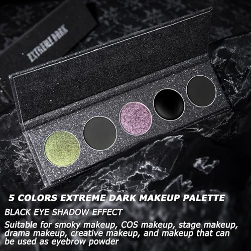 Black Eyeshadow Palette 5 Colors Shimmer Matte Metallic