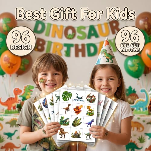 96 PCS Dinosaur Temporary Tattoos for Kids | Party Favors