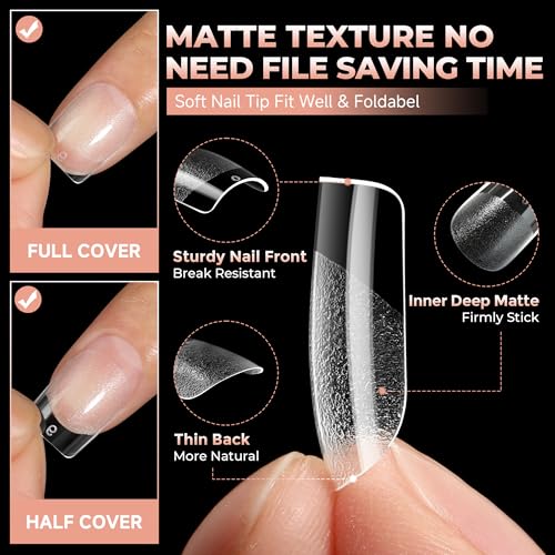 UNA GELLA C-XS Extra Short Square Full-Cover Nail Tips 120Pcs