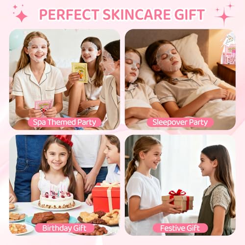 60PCS Spa Party Favors Kit Include Face Masks Skincare,Hand Masks,Lip Mask,Under Eye Patches,Lip Balm,Foot Bath Bombs,Hand Cream,Spa Sleepover Party Supplies for Christmas
