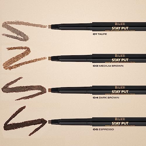 Milani Stay Put Brow Sculpting Mechanical Pencil - Espresso (0.01 Ounce) Cruelty-Free Long-Lasting Eyebrow Pencil that Defines and Shapes Brows (Pack of 2)
