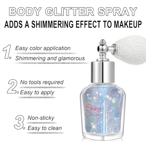 Body Glitter Spray – Rainbow Holographic Shimmer Powder